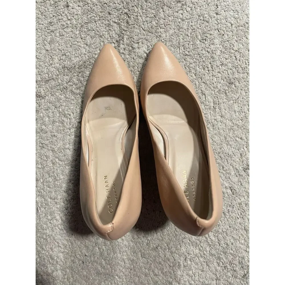 Cole Haan Womens 8.5 B Grand.0S Abigail Nude Pointed Toe Leather Heels W04840
